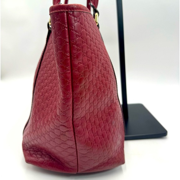 Auth Gucci Large Red Microguccisima Monogram Embossed Leather Joy Tote Bag Ex+ - Picture 9 of 16